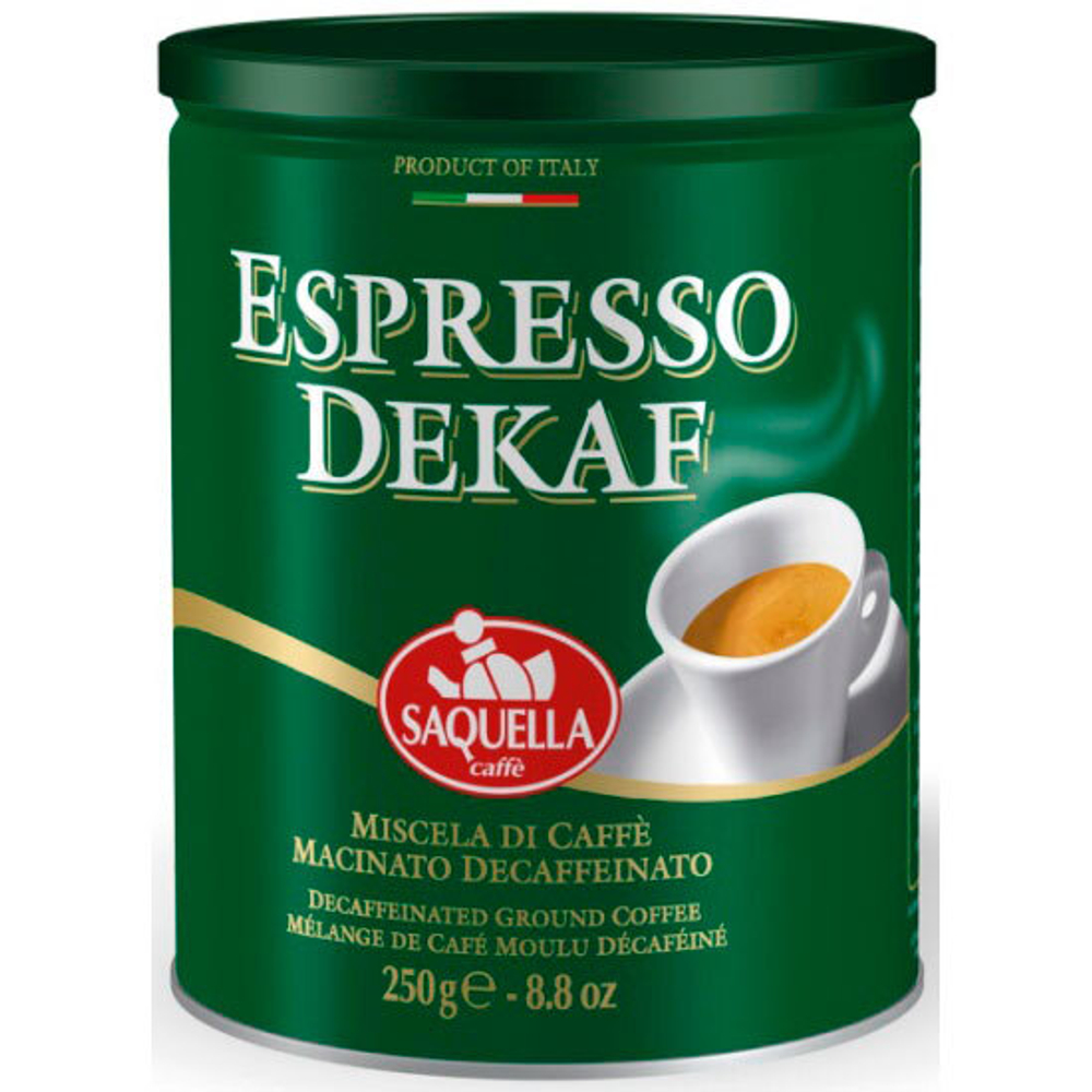Кофе молотый Saquella Espresso Dekaf в банке 250 г