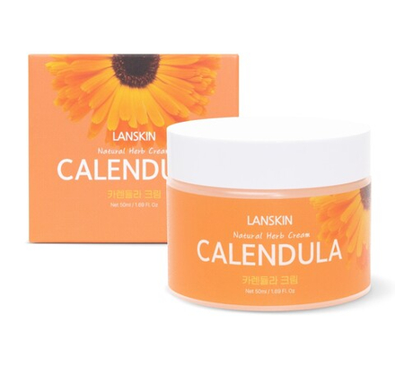 LanSkin Крем для лица успокаивающий с экстрактом календулы - calendula natural herb cream, 50мл, шт