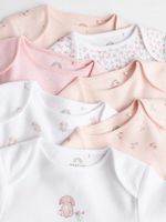 Боди с длинным рукавом для малышей Next K79-554, 7 шт., Белый, Розовый