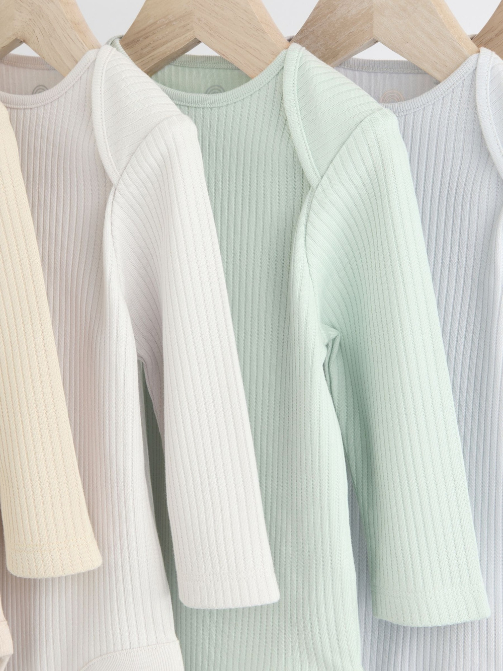 Боди с длинным рукавом для малышей Next N95-337, 5 шт., Бежевый, Салатовый, Голубой