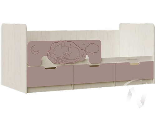 Кровать 1;8*0;8м Детская Юниор-4 (дуб крафт белый/шарли pink)