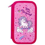 Пенал ПИФАГОР, 2 отделения, ламинированный картон, блестки, 19х11 см, "UNICORN", 229155