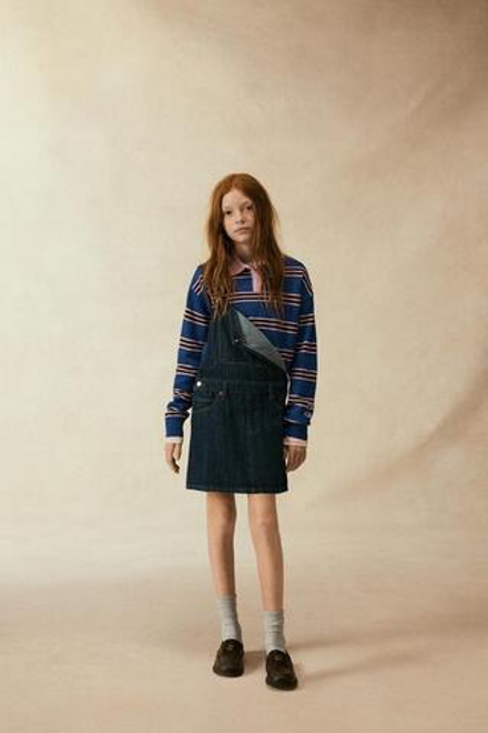 ZARA X CHAMPION ® ТРИКОТАЖНЫЙ ДЖЕМПЕР В ПОЛОСКУ С ВЫШИВКОЙ, ОТТЕНКИ СИНЕГО