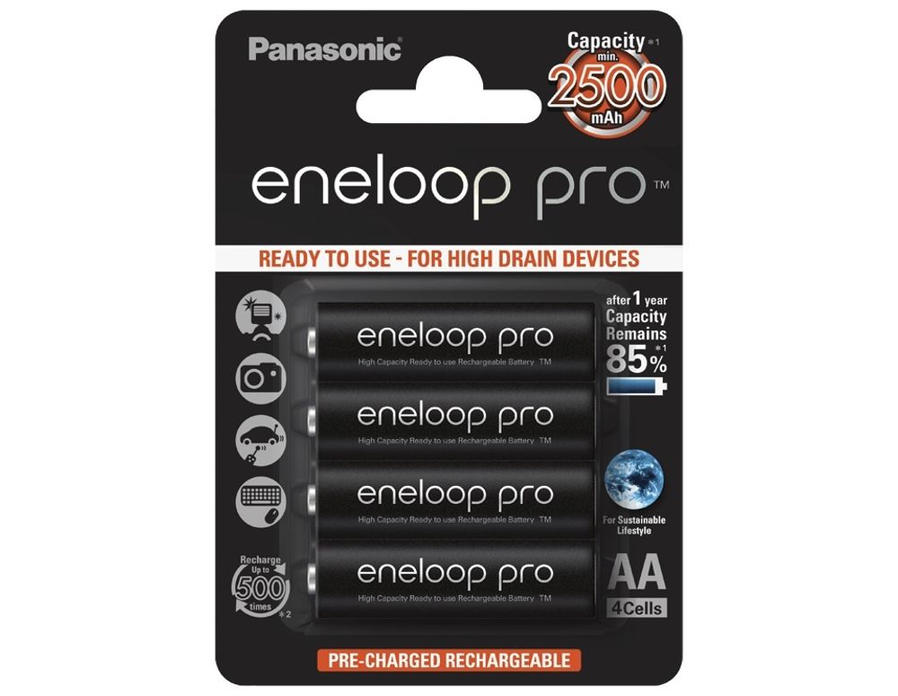 Аккумулятор Panasonic Eneloop Pro BK-3HCDE/4BE 2500 mAh 4шт AA