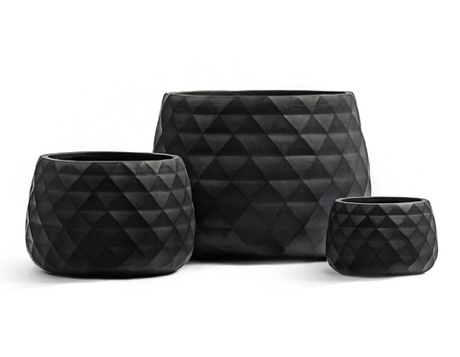 Кашпо TREEZ ERGO - серия Diamond - Низкая чаша - Антрацит