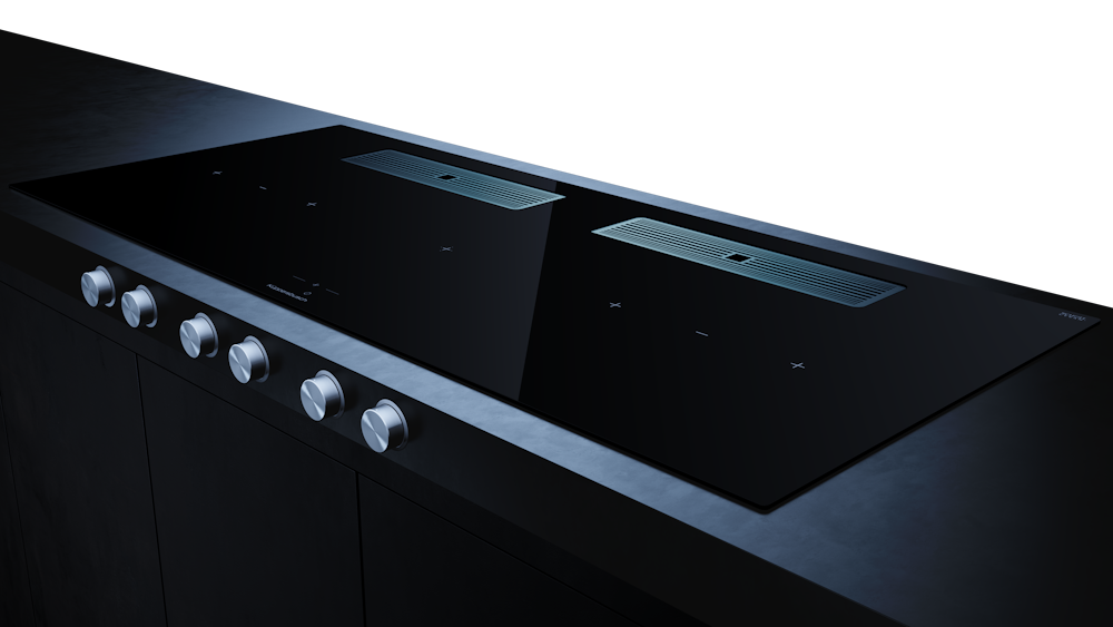 Индукционная варочная поверхность с вытяжкой Kuppersbusch с ручками из нержавеющей стали KMI 12850.0 SR-E Stainless steel