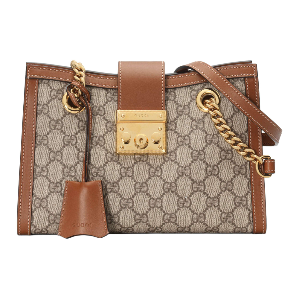 GUCCI Padlock Canvas With Leather Tote Bag, Shopping Bag, Portable Crossbody Bag, Shoulder Bag Medium Women"s