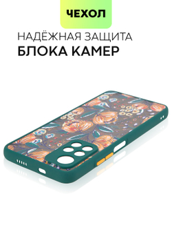 Чехол BROSCORP для Poco M4 Pro 5G оптом (арт. XM-PM4P-ST-TPU-DARKGREEN-PRINT)
