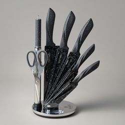 НАБОР НОЖЕЙ AGNESS С НОЖНИЦАМИ И МУСАТОМ НА ПЛАСТИКОВОЙ ПОДСТАВКЕ, 8 ПРЕДМЕТОВ