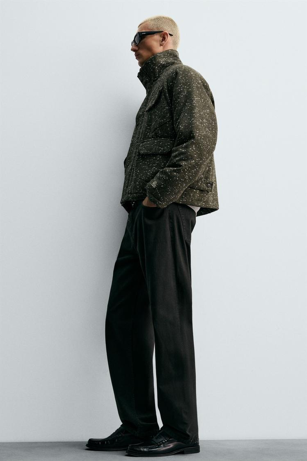 ZARA КУРТКА ИЗ ТКАНИ В ЕЛОЧКУ С РЕЛЬЕФНЫМ УЗОРОМ, ТЕМНЫЙ РЫЖЕВАТО-КОРИЧНЕВЫЙ