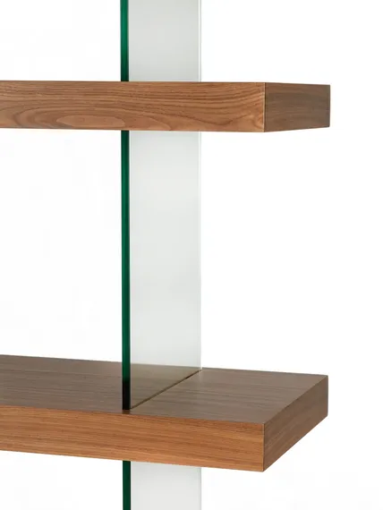 Стеллаж с ящиками Somerset 189х180 см, шпон ореха, стекло