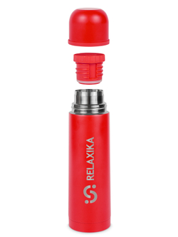 Термос Relaxika 101 (0,5 литра), красный (стикерпак "Альпинизм")