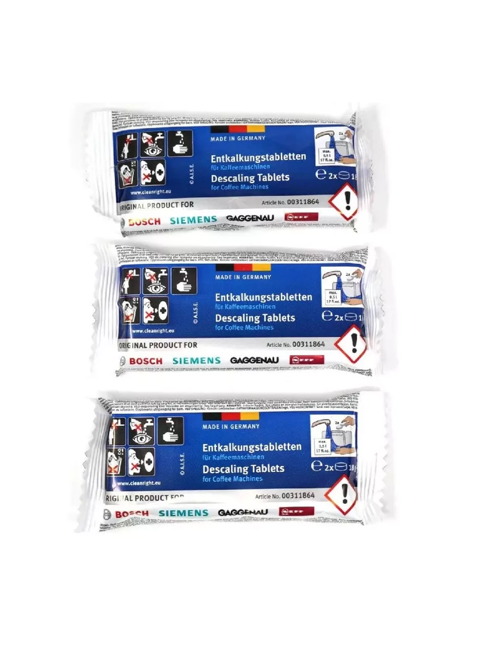 Таблетки для очистки от накипи для кофемашин TCZ 6002 (Италия) 00312453 (00311864, 00310452, 00310817, 00310967, 00311143, 00311556)