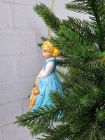 Девочка с мишкой ёлочная игрушка из фарфора