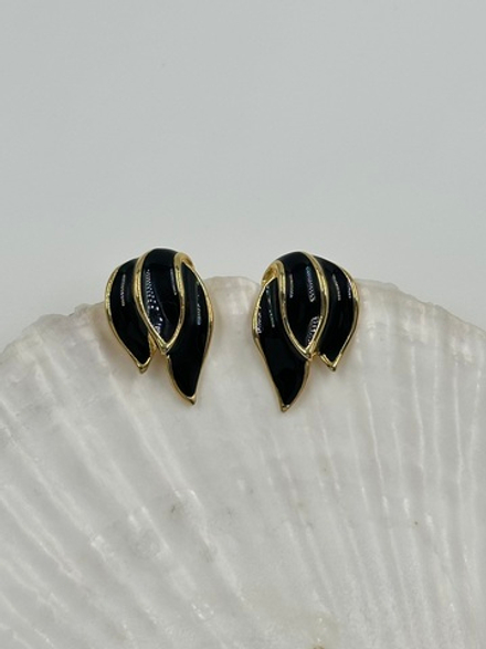 Серьги с чёрной эмалью