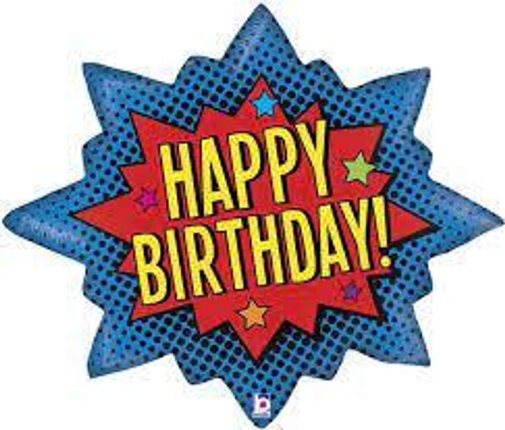 Шар (32""/81 см) Фигура, С Днем Рождения, Яркий взрыв, Happy Birthday 1 шт. 8п. В21