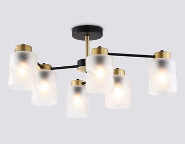 Люстра на штанге со стеклянными плафонами 6*E27 TR303325 черный/золото Traditional Loft Ambrella