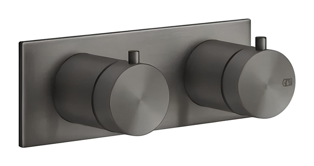 Термостат Gessi316, на 2 выхода, с переключателем, внешняя часть, цвет Black Metal Brushed PVD