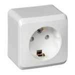 Schneider Electric ЭТЮД Белый Розетка 1-местная открытая установка с заземляющими контактами со шторками PA16-004B