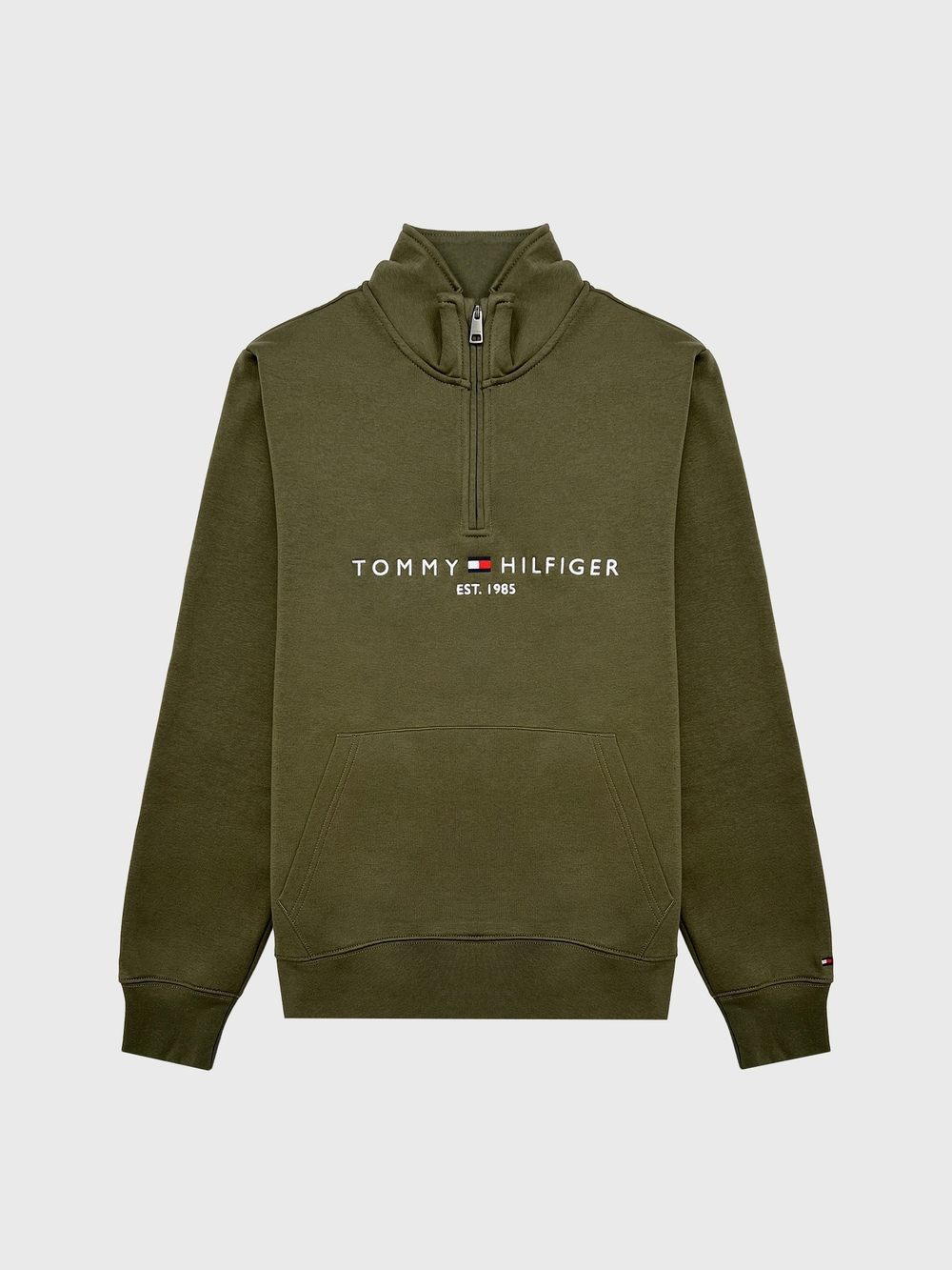Свитшот Tommy Hilfiger Tommy Logo Quater-Zip Army Green