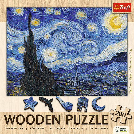 Pazl \ Puzzle \ Пазлы Puzzles - "200 Wooden Puzzles" - The Starry Night - Vincent van Gogh