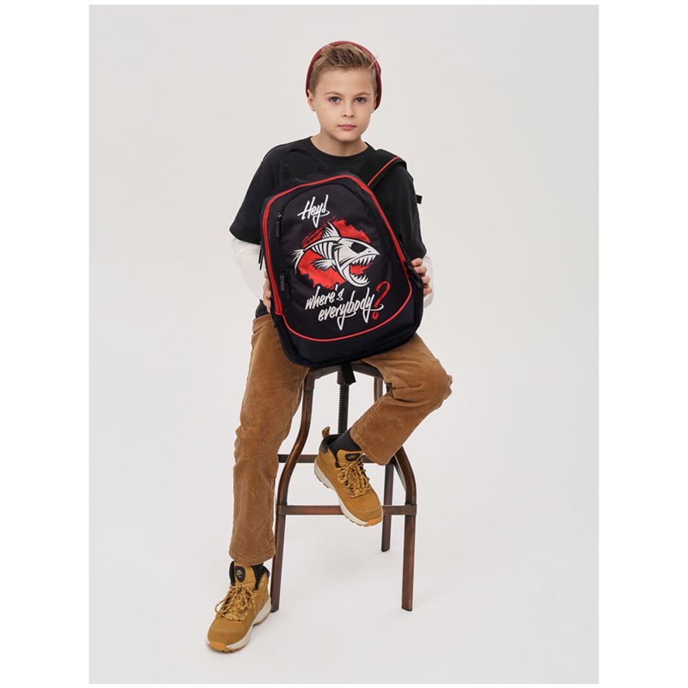 Рюкзак Berlingo b-Active "Angry fish" 41*30*17 см, 2 отделения, 4 кармана, эргономичная спинка