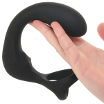 Черный силиконовый вибромассажер простаты 14см с эрекционным кольцом и пультом ДУ PipeDream Anal Fantasy Elite Ass-gasm Taint-alizer Prostate Stimulator with Remote 4794-23