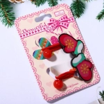 Резинки для волос детские 2шт. «Новогодняя Сказка - Варежки», цвет красный, d-9см