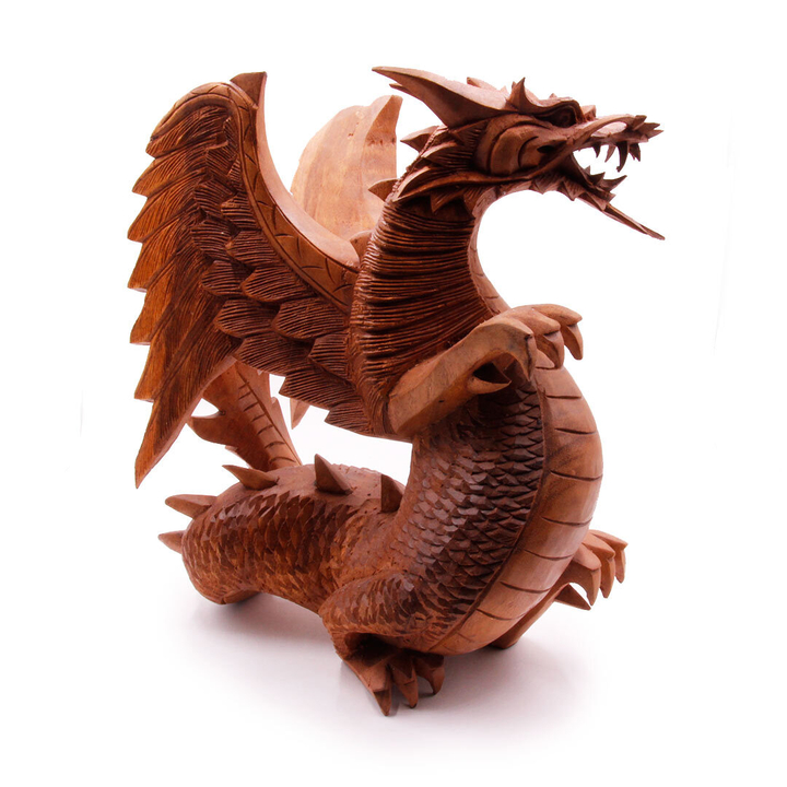 Статуэтка Дракон с крыльями Защищает и приумножает сокровища дерево суар 30 см