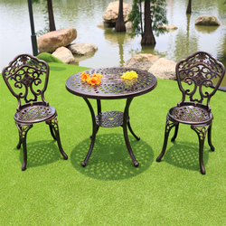 Комплект мебели из литого алюминия стол круглый СОРРЕНТО «SORRENTO» D78 бронза арт.6058 + 2 стула НЬЮ ЙОРК «NEW YORK» bronze арт.6026-2