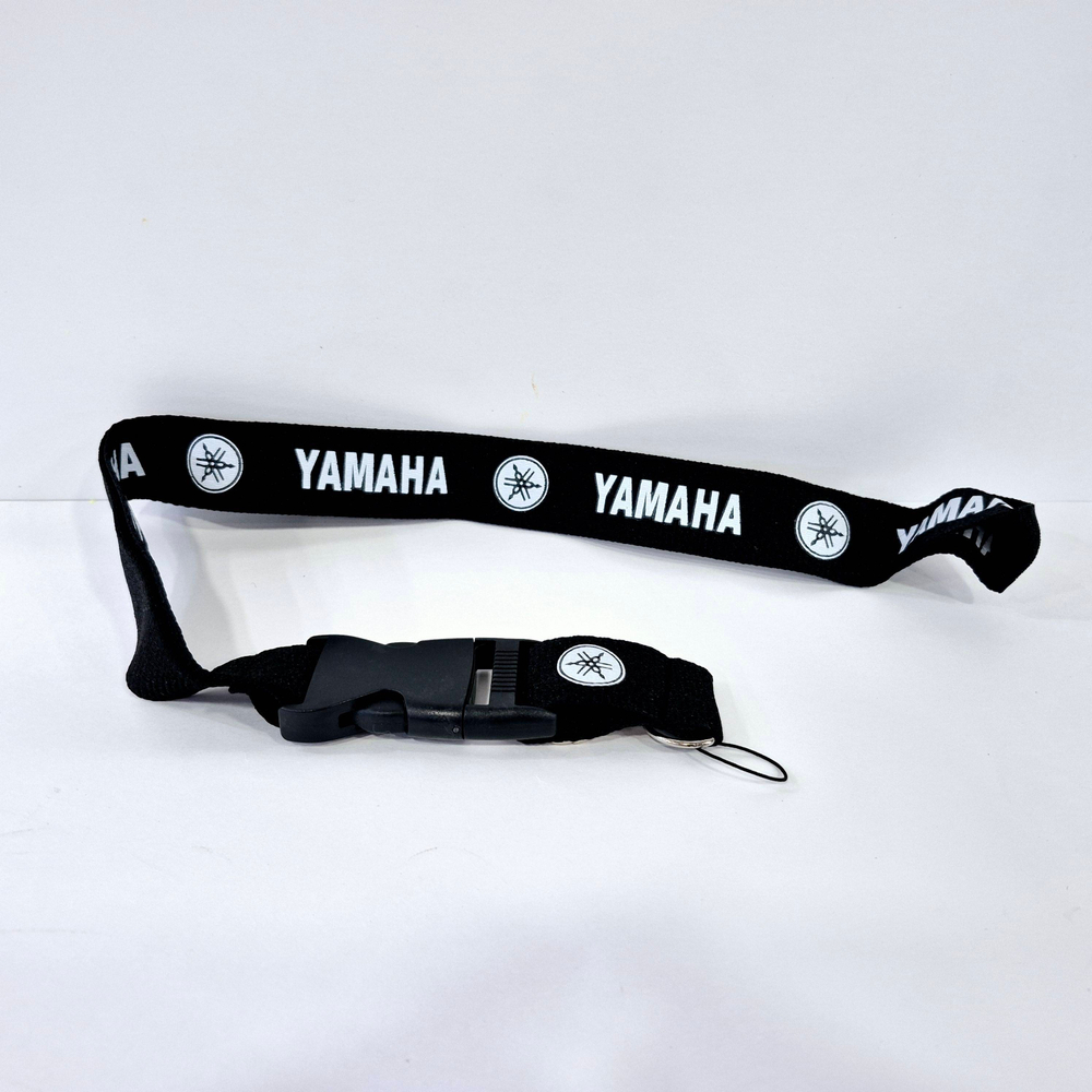 YAMAHA (чёрный) Люкс / Брелок, шнурок для ключей на шею YAMAHA (Ямаха), ланъярд, крафт, чёрный (1 шт)