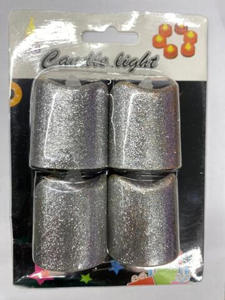 Набор свечей светодиодных 4шт 3,5х4,5см, цвет: серебро, теплый белый свет, на батарейках LR1130, SYL