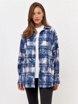 Рубашка oversize в клетку, цвет синий тай-дай