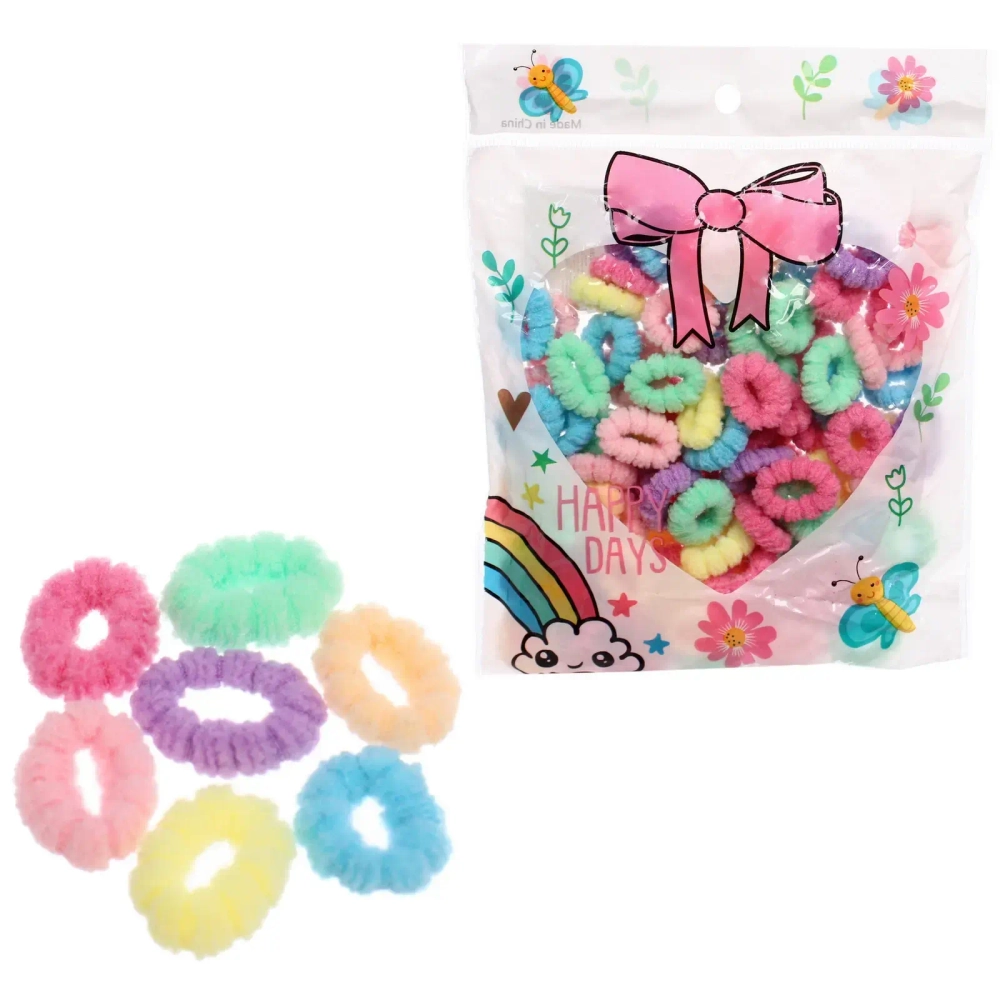 Резинки для волос 100шт «МИНДАЛЬ», цвет нежный микс, d-2см