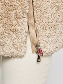 Шуба чебурашка с капюшоном, бежевая, Северина