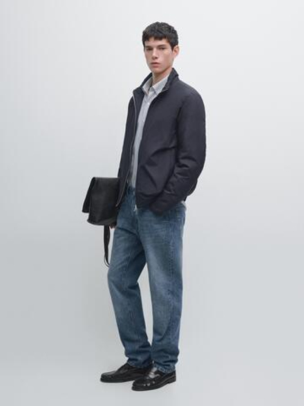 Massimo Dutti Легкая водоотталкивающая стеганая куртка, темно-синий