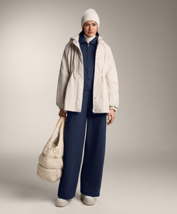 OYSHO Брюки-кокон с боковой складкой и начесом из модала, синий