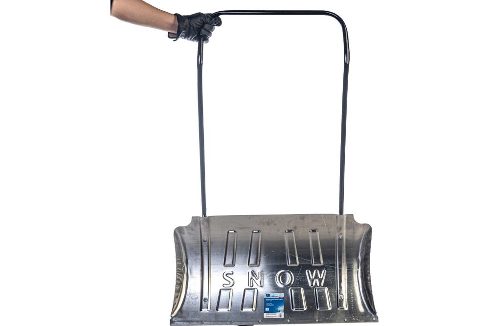 Движок для уборки снега алюминиевый, 750х420х1120 мм, усиленный, стальная рукоятка, Россия// Сибртех 61583