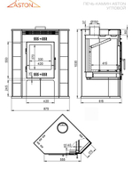 Печь-Камин ASTON 11кВт (180 м3) угловой Ø 150мм (Амфиболит)