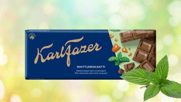 Молочный шоколад Fazer с мятой и карамелью