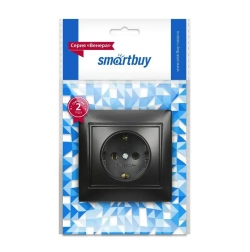 Розетка Smartbuy 1-местная с заземлением 16А, "Венера" (SBE-01b-16-S1-Z-c), черный