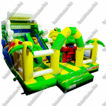 Коммерческий батут "Белый клык" желто-зелёный с механизированной головой, размер 6*6*4 м