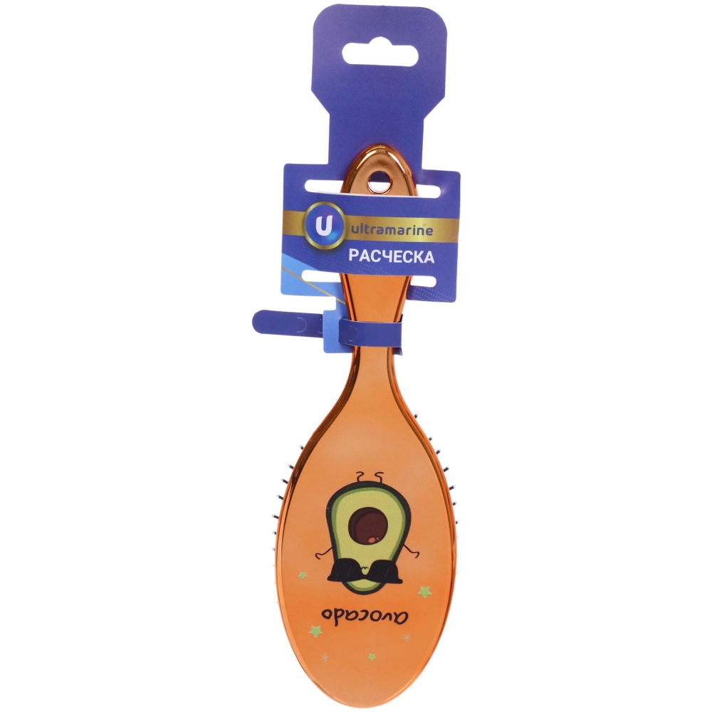 Расческа массажная зеркальная «Animals», авокадики, микс 4 цвета, 7*22 см (блистер Ultramarine)●
