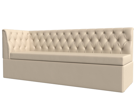 Диван кухонный прямой Маркиз с углом слева, Бежевый, Экокожа, 112845L