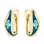 Серьги с Цирконами и Бриллиантами, Эмаль, E0123-60/2