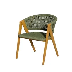 "Амстердам" стул плетеный из роупа, каркас алюминий, роуп зеленый круглый