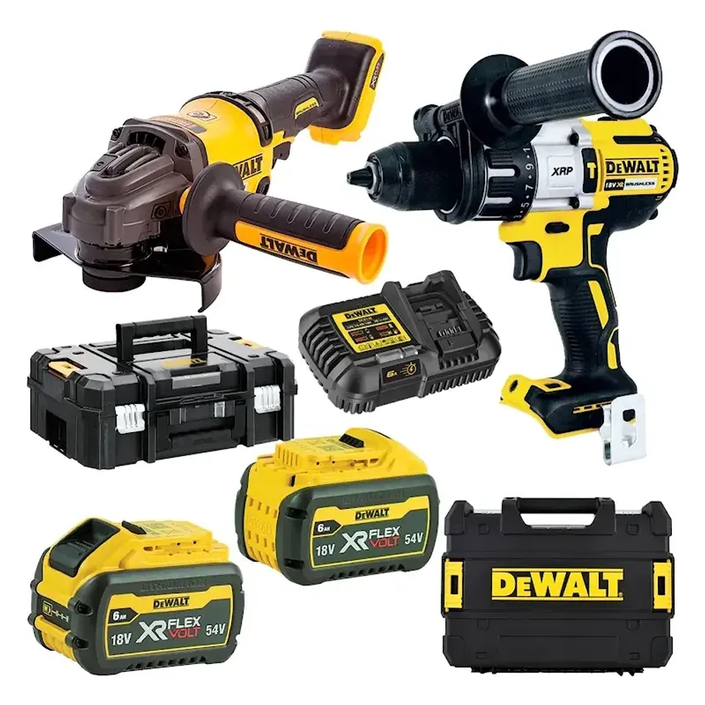 DeWalt DCK2055T2T ударный гайковерт и ушм (2 x 6 Ач, ЗУ)