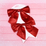 Бант на ёлку «Зимнее очарование» 15*15 cм (набор 2 шт), Красный