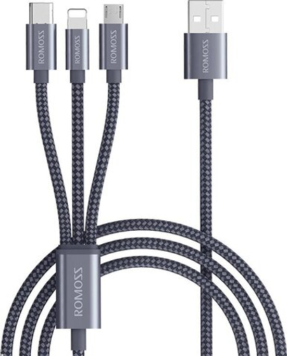 Кабель Romoss 3в1 Lightning+Micro-USB+Type-C CB25A