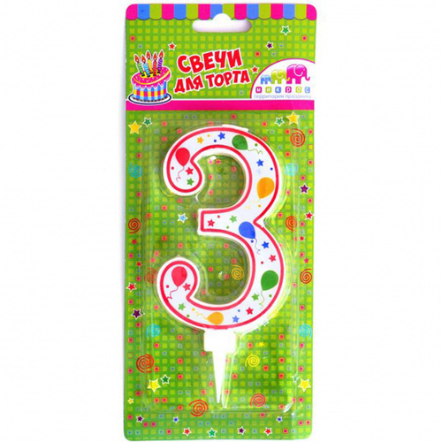 Свеча Ч16553 Свеча-цифра "3" шарики 11,5 см